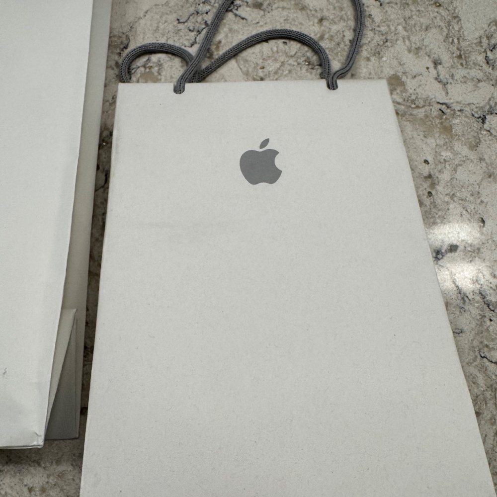 Apple Bundle 2 White Gray Sturdy Matte Paper Gift Shopping Baag Empty tote bag - Picture 5 of 7